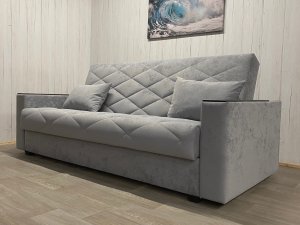 Диван Престиж-15 НПБ+МДФ, велюр Sensey silver в Чернушке - chernushka.magazin-mebel74.ru | фото