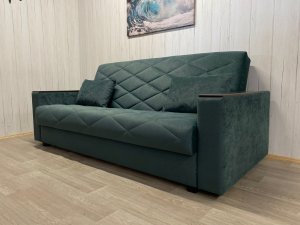 Диван Престиж-15 НПБ+МДФ, велюр Sensey bottle green в Чернушке - chernushka.magazin-mebel74.ru | фото