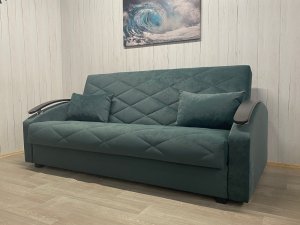 Диван Престиж-16 НПБ+МДФ, велюр Sensey bottle green в Чернушке - chernushka.magazin-mebel74.ru | фото