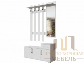 Вешалка с зеркалом 1,0 м №3 Ясень Анкор светлый в Чернушке - chernushka.magazin-mebel74.ru | фото